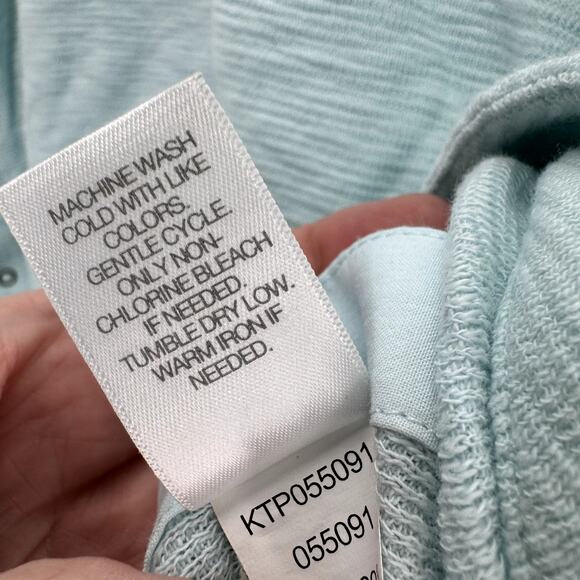 J Jill Tunic Womens Medium Blue Pullover 3/4 Sleeve Snap Side Detail Cotton Knit - Picture 7 of 8